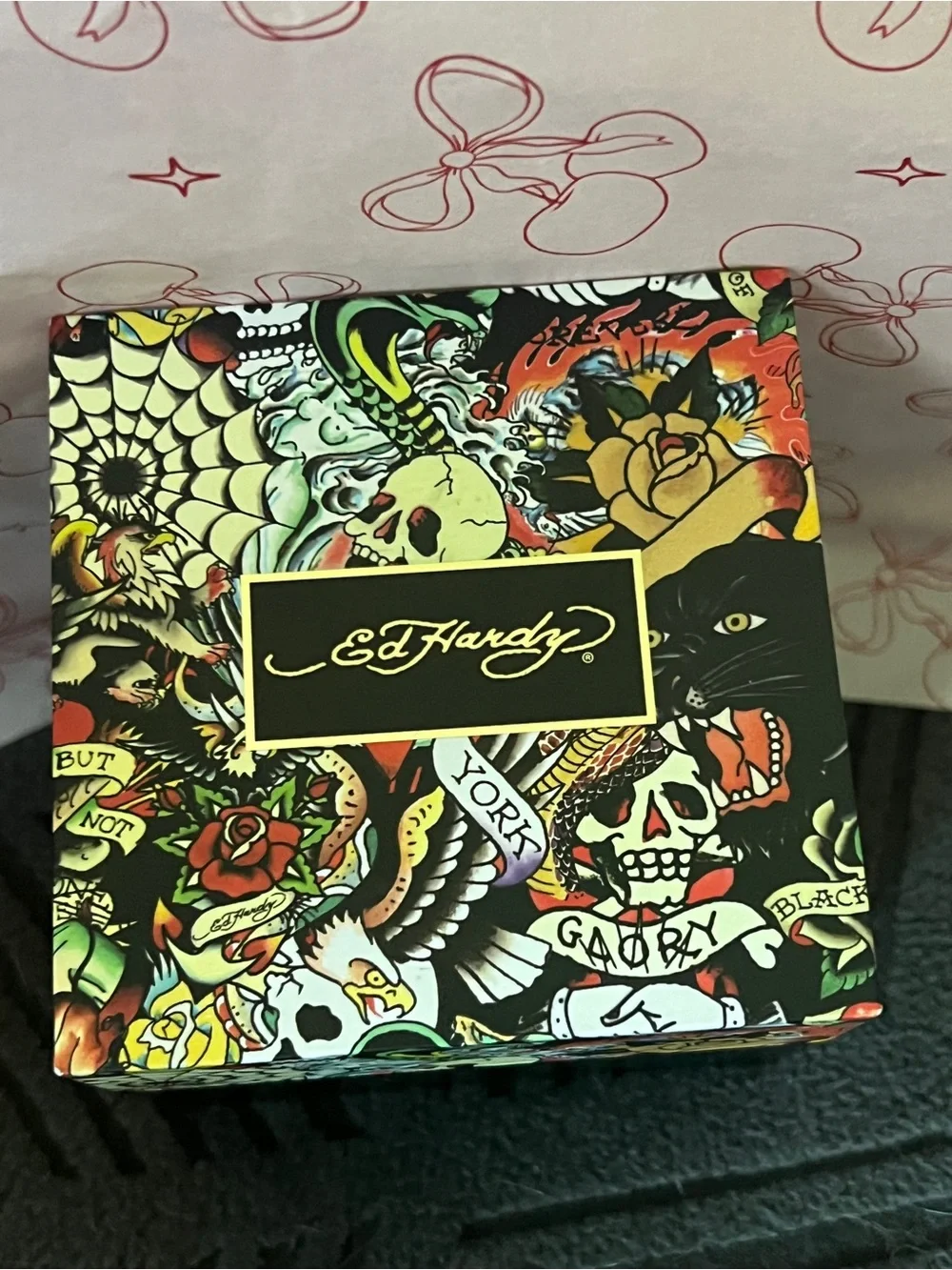 ED HARDY Men's Silver Tone Watch with Crystals